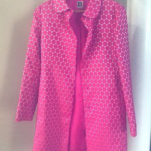ANNE KLEIN Women's pink  Dot coat jacket Trench